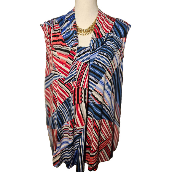 Dana Buchman Womens Size 2X Multicolor Geo Slinky Sleeveless Blouse Top - Picture 1 of 5